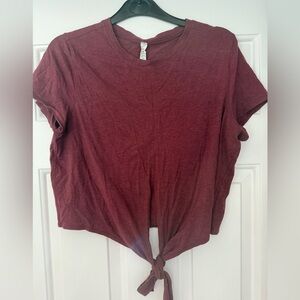 Lululemon Burgundy Crew Neck Tee W/tie